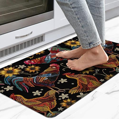 FYATHM Kitchen Mats, Kitchen mats for Floor, Farmhouse Decorative Rug for Kitchen, Anti Fatigue Mats for Kitchen Floor Cushioned, Non Slip Waterproof Standing Mat for Sink, Kitchen 17.3 * 29 Inches