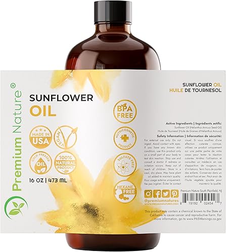 Miniatura 6 de Aceite portador de girasol, aceites de semillas prensados en frío, líquido de flor de sol sin refinar para cara, cabello, piel, girasoles, aceite