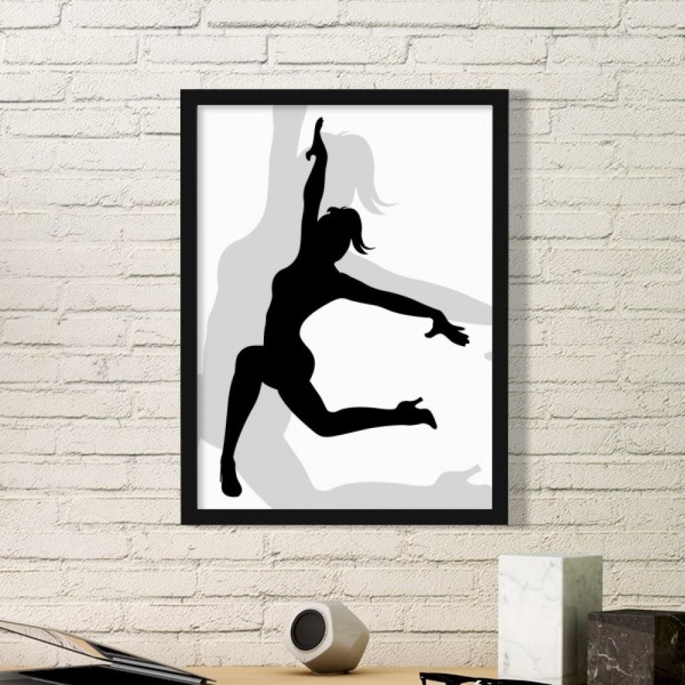 Cadre photo rectangle bois noir peinture art silhouette femme danse décoration maison