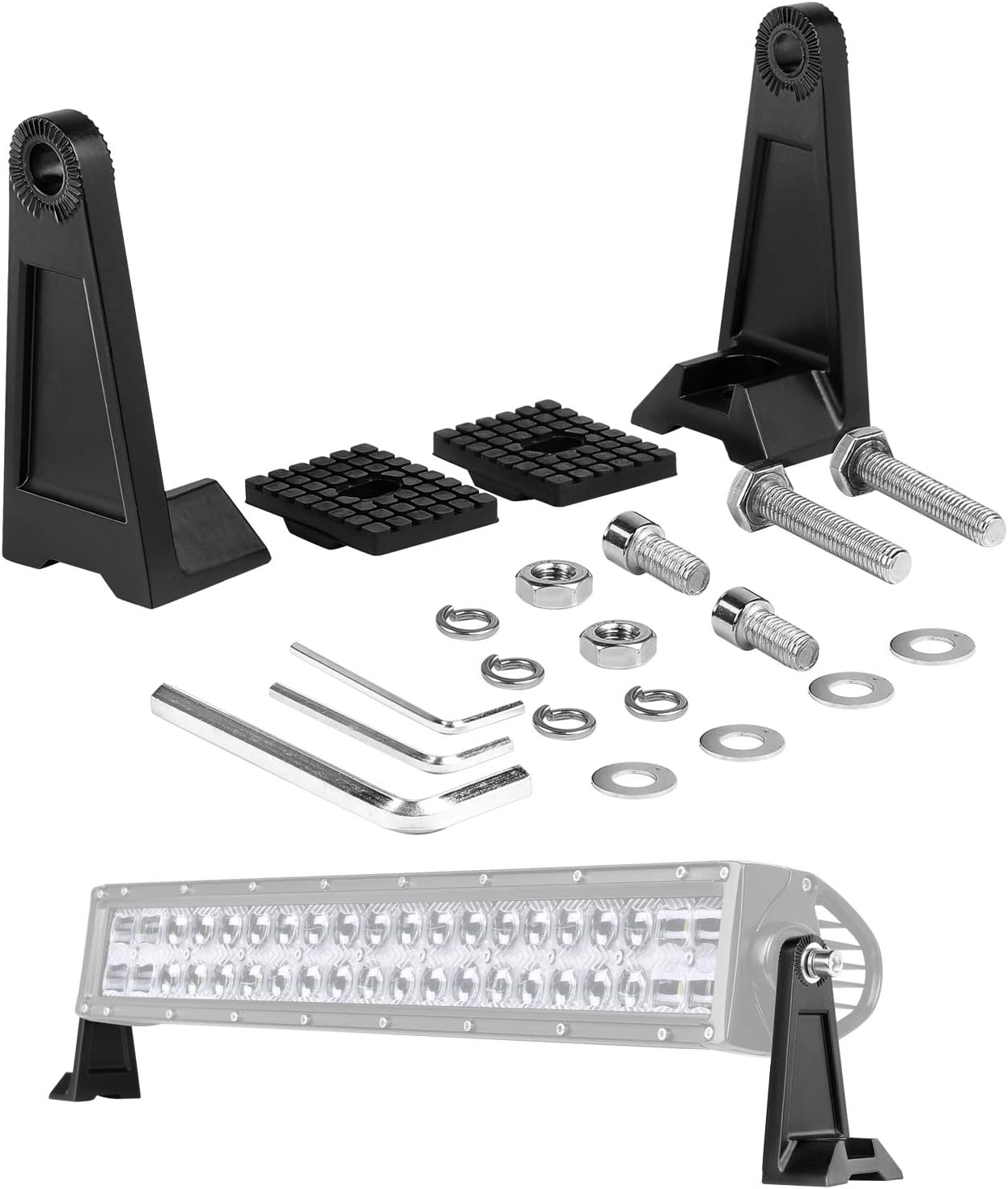 Side Mounting Brackets, Muto-Beam Universal Side Bracket for LED Pods Light Bar Bracket Double Row Light Bar Brackets with Rubber Pad for Truck ATV UTV SUV Boat