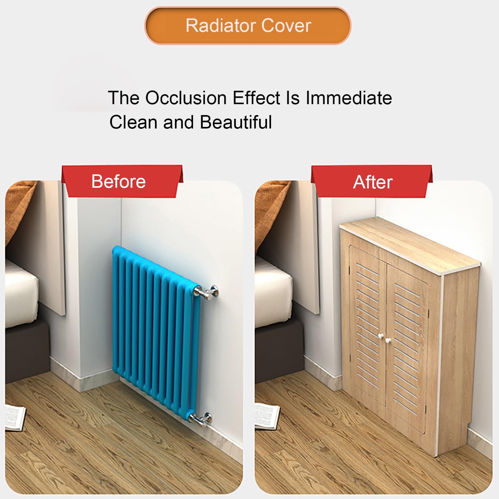 Radiator Covers Cabinet Shelf Home, Modern Heat Covers for Radiator, Strong Load-Bearing Capacity, Living Room Heating Decorative Cabinet, Easy Assembly(90x80x20cm/35x31x8in)