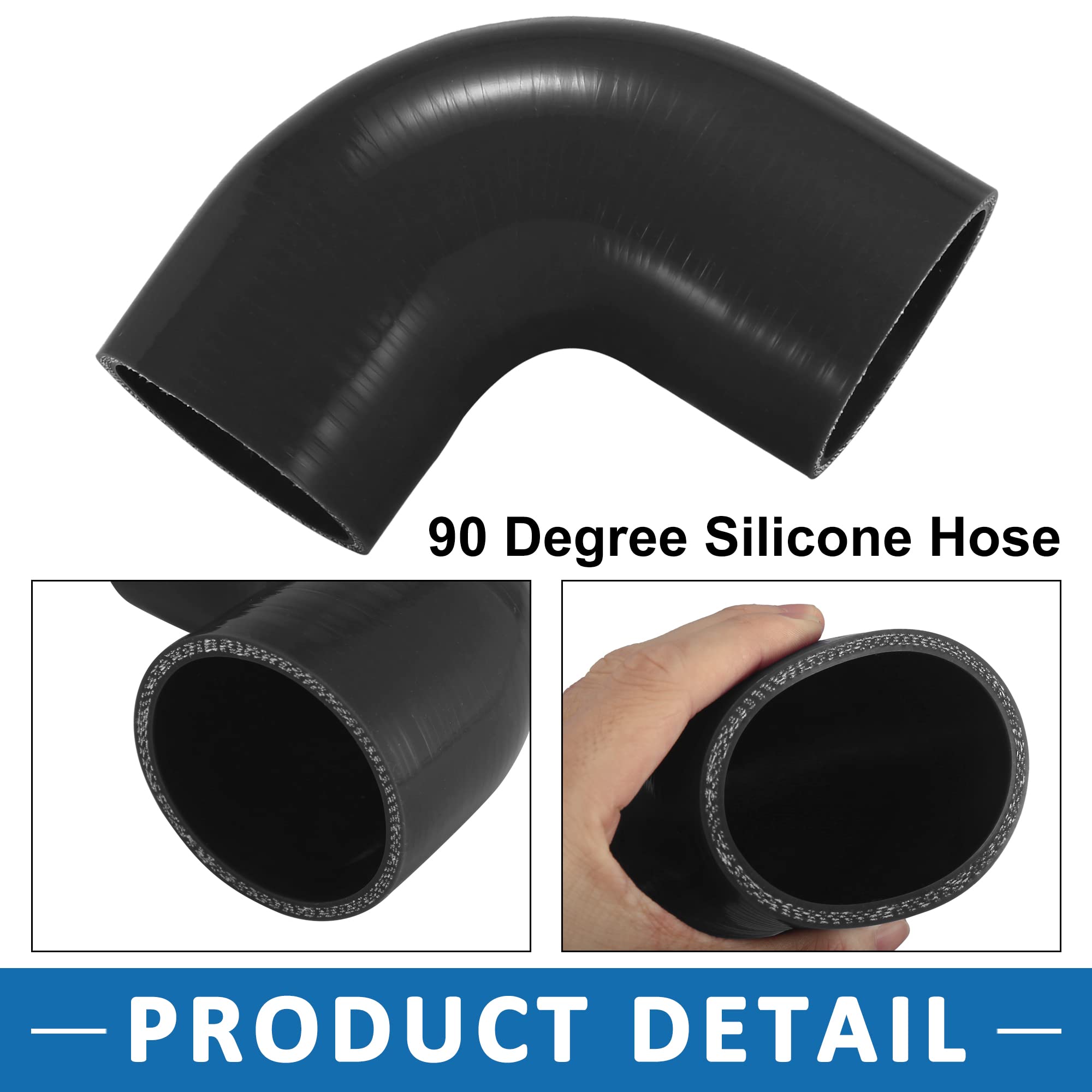 A ABSOPRO Auto 63mm 2.5" ID 90 Gradi Attacco Tubo Nero Silicone