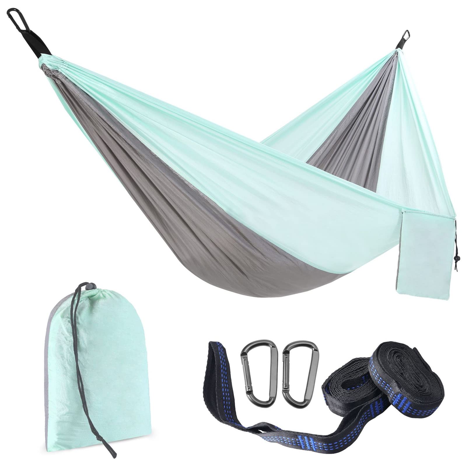 Camping Hammock, 210T Lightweight Nylon Parachute Hammocks, Ultra-light, Quick-drying, Breathable Outdoor Travel Hammocks for Travel, Beach, Backyard, Patio, Hiking (275x140cm/108x55inch,TC-27)
