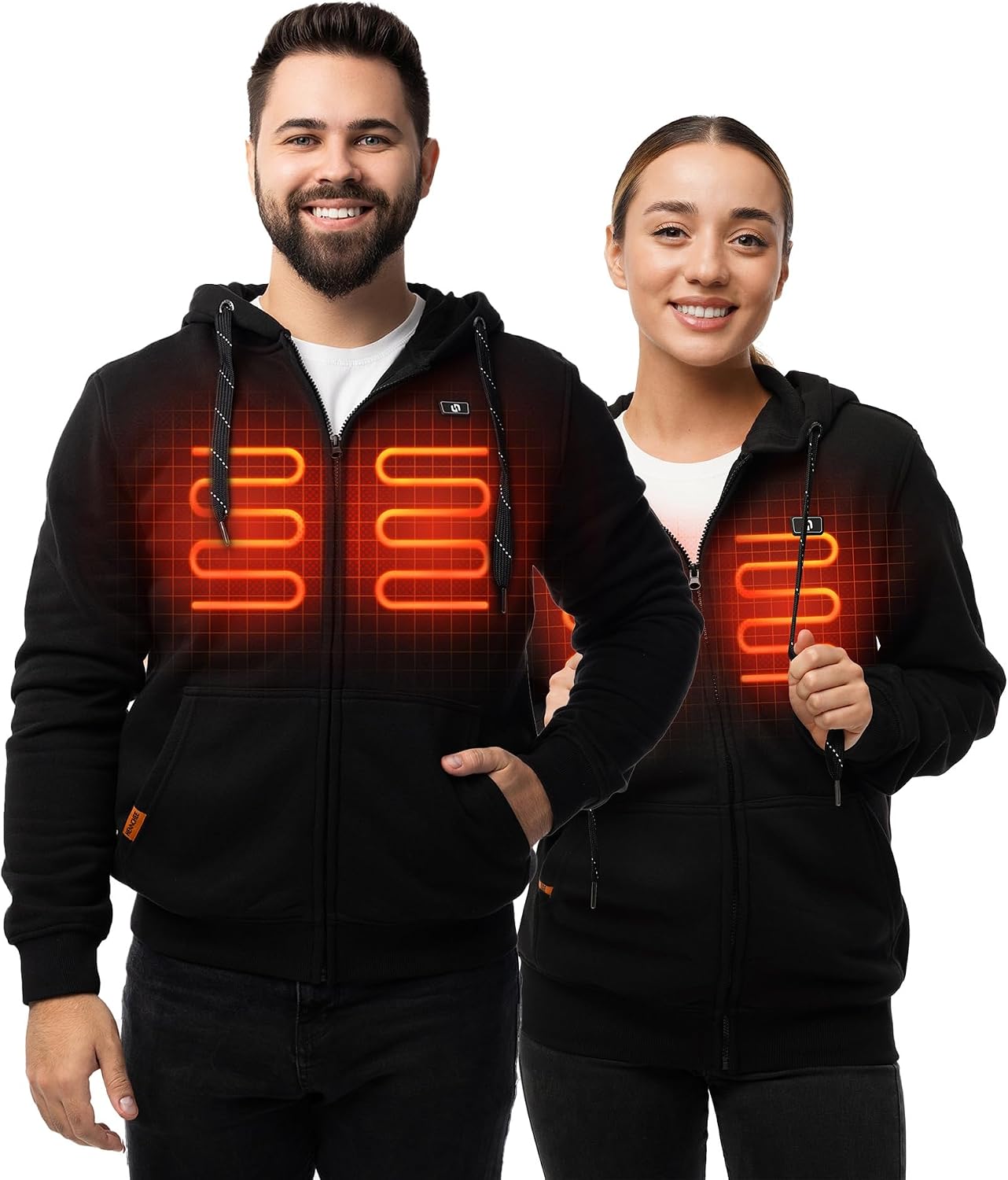 HENNCHEE Zip Up Heated Hoodies for Men Women with 5V 12000mAh Power Bank