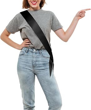 5 pcs Plain Sash Blank Satin Sash for Adults 3.15" Wide x 35" Long from Shoulder to Hip Black