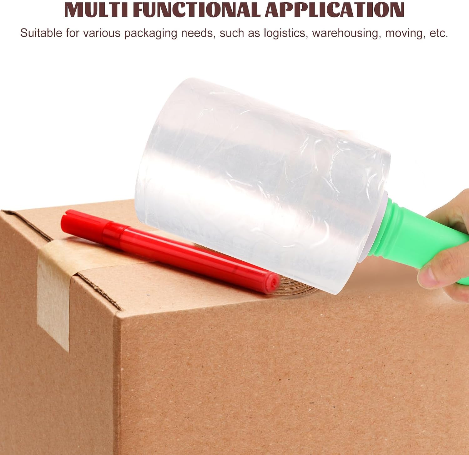Handheld Plastic Stretch Film Roll, PE Pallet Wrap for Moving