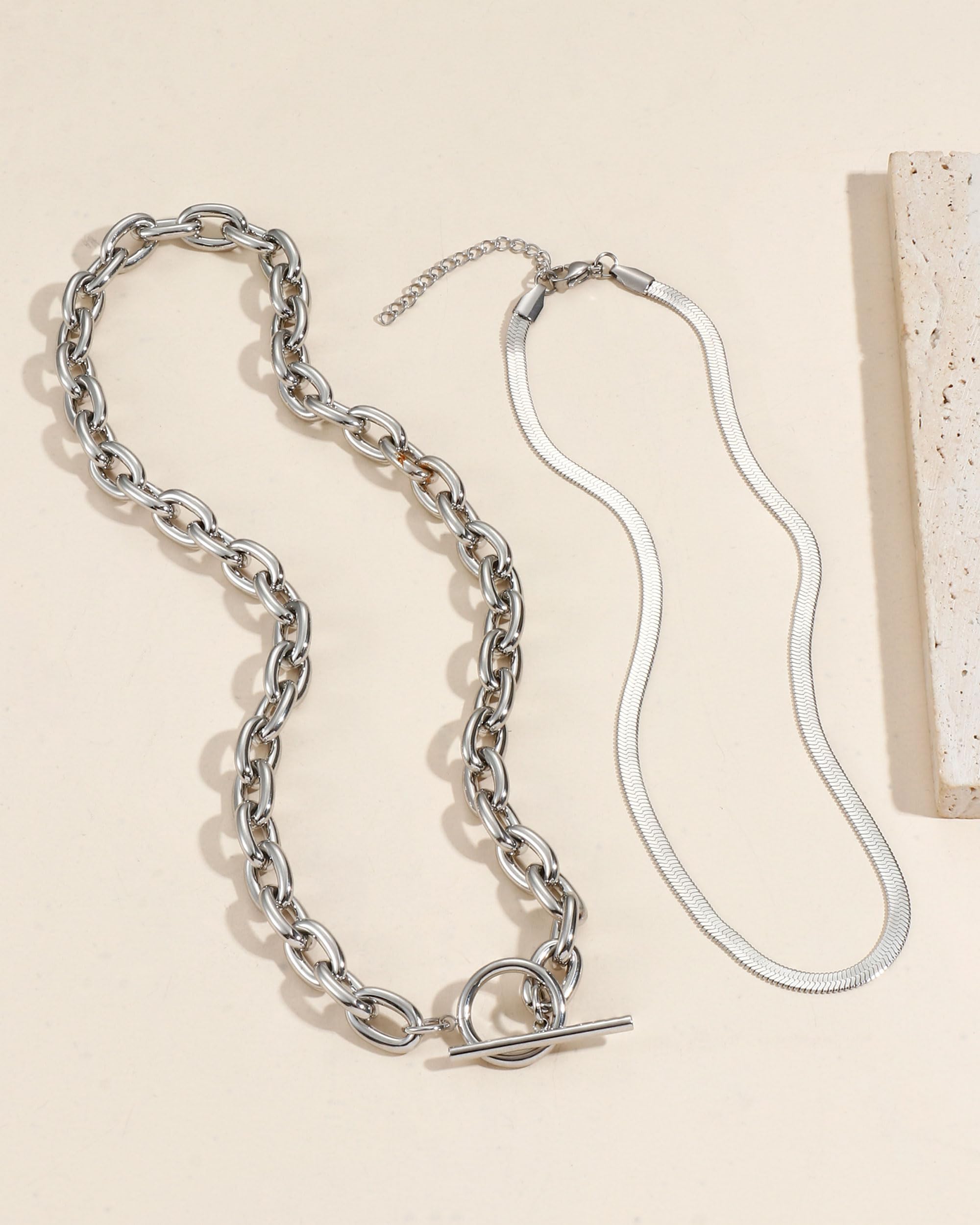 Collar de cadena con clip grueso en de oro de 18 quilates, cierre de palanca que no se deslustra, pilas de eslabones cubanos, collares en con clip de papel delicado para mujeres
