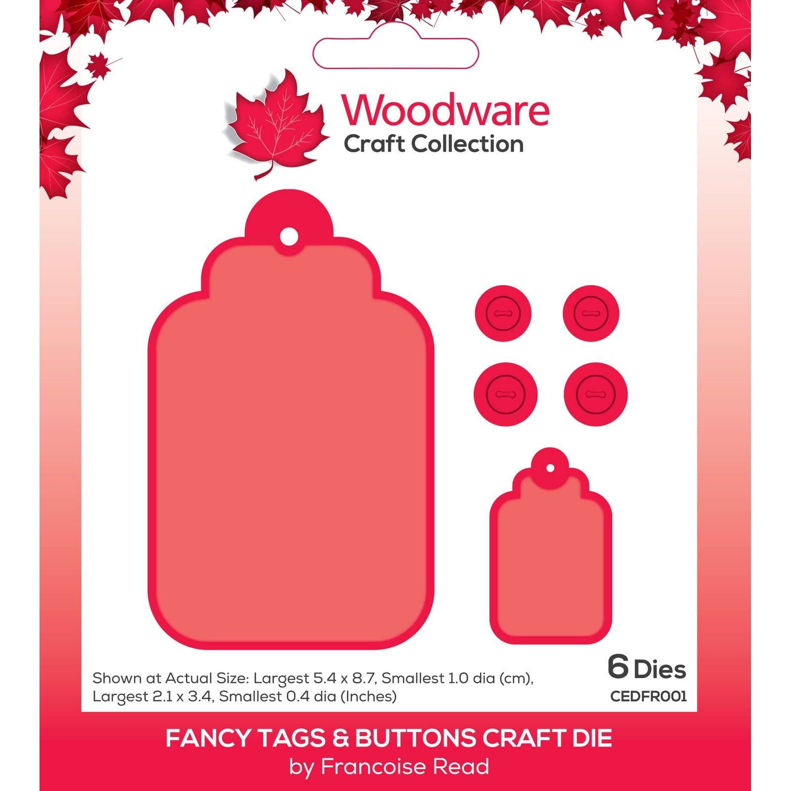 Woodware Francoise Collection-Fancy Tags & Buttons Craft, Metal, Largest die 5.4 x 8.7 cm
