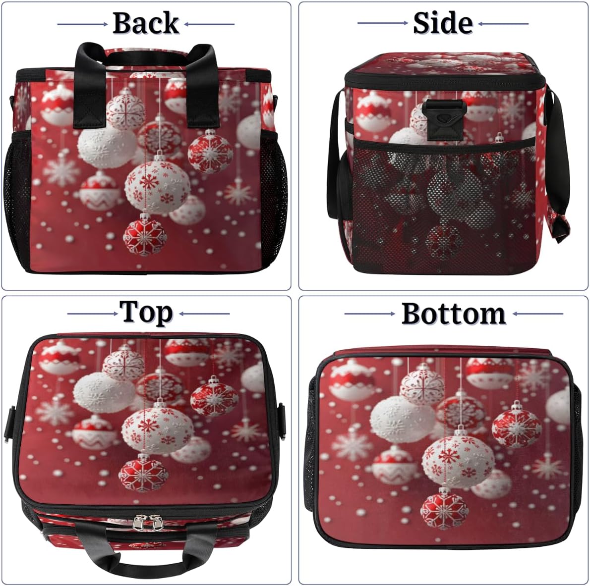 Insulated Picnic Backpack Lunch Box for Women Men Picnic Basket Tote Lunch Bag Picnic Bag Portable Lunch Bags for Picnic, Beach, Work, Trip,Office, Camp Christmas Bells Decor