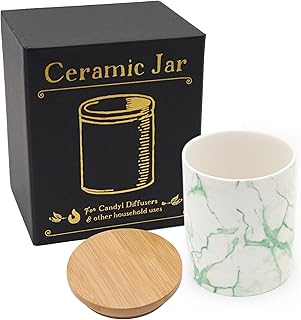 Ceramic Kitchen Canister Jar with Airtight Bamboo Lid Half-Liter 16oz 500ml