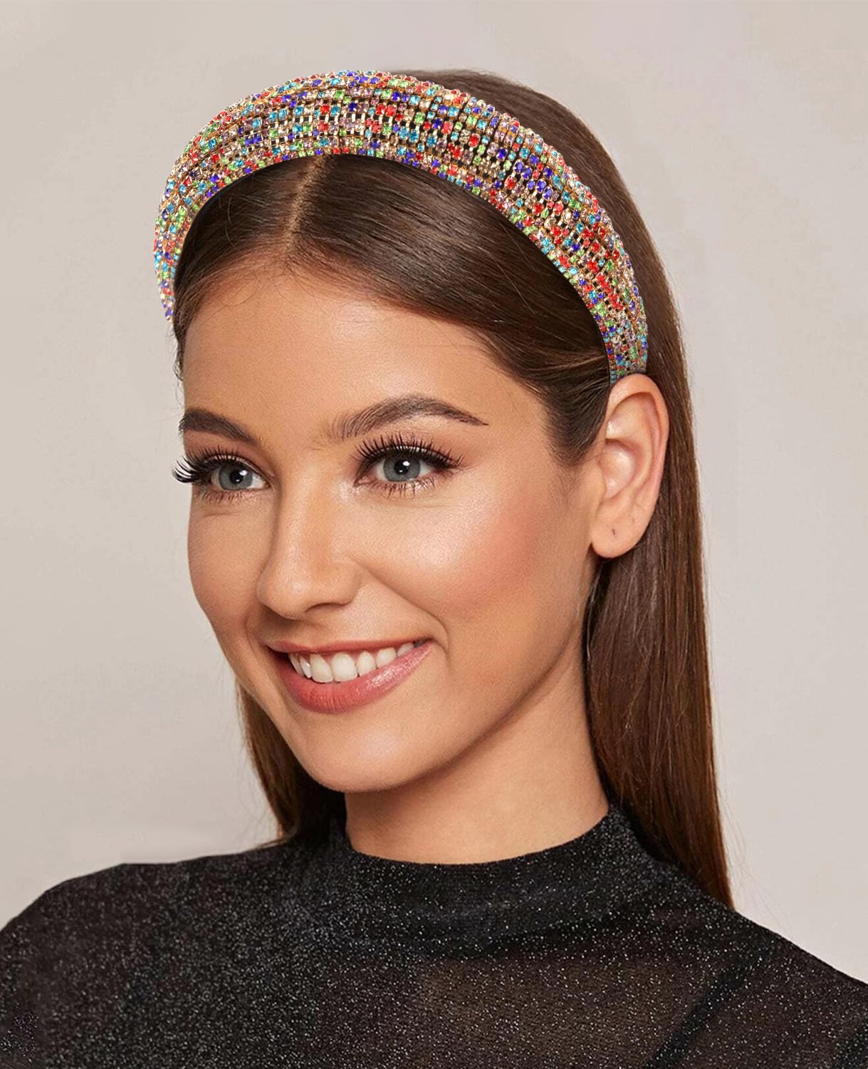 Colorful Rhinestone Headband Women Sparkle Rhinestone Crystal Wide-brimmed Headband  main image 2