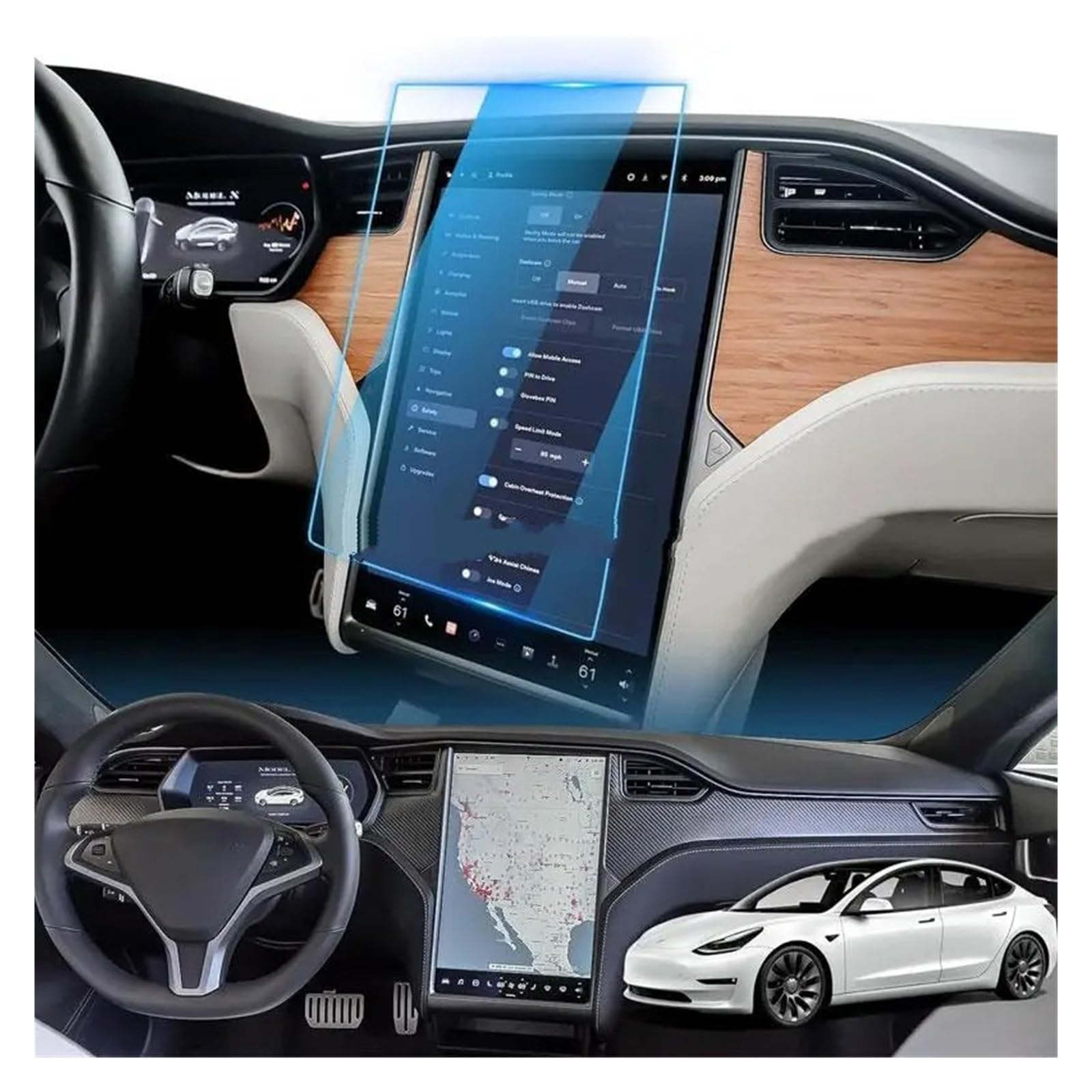 Osłona ekranu nawigacji samochodowej do Tesla do modelu S X 17 cali samochód nawigacja GPS radio odporne na zarysowania akcesoria osłona ekranu ze szkła hartowanego