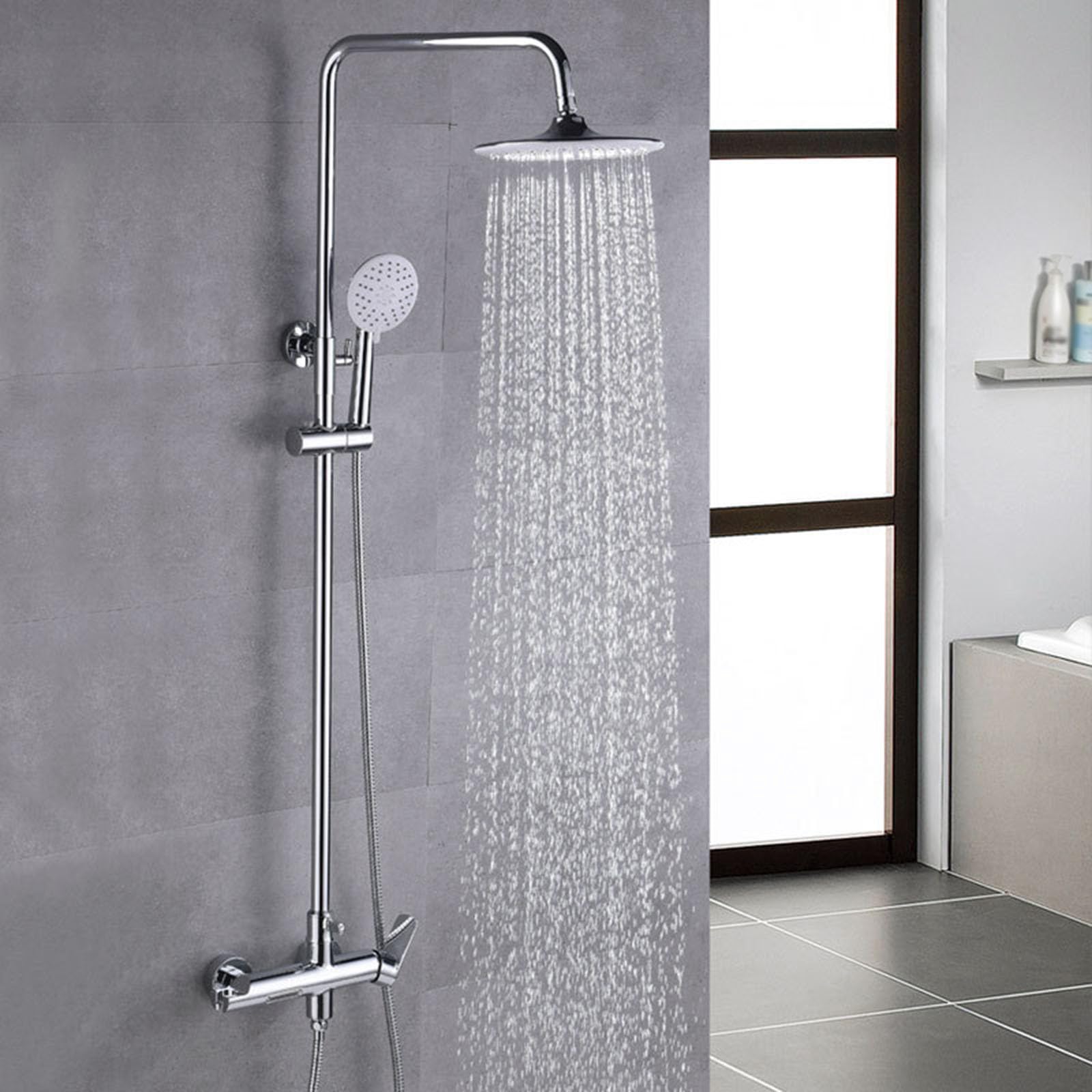 Colonna Doccia con Bocca a Cascata da Muro Cromato