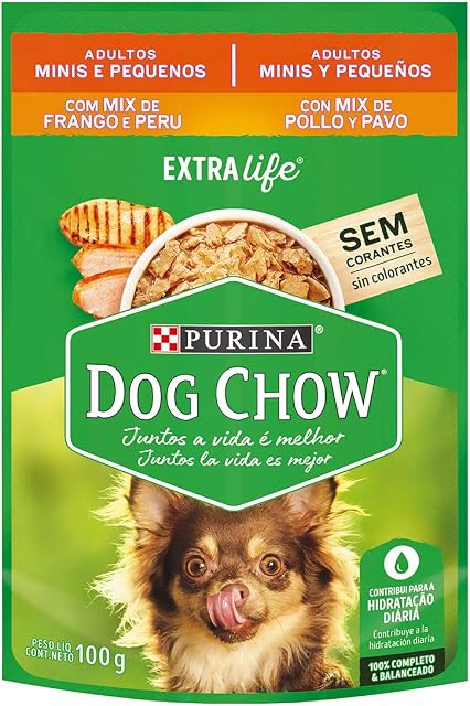 Ração Úmida Cães Adultos Pequenos DOG CHOW Frango e Peru 100g