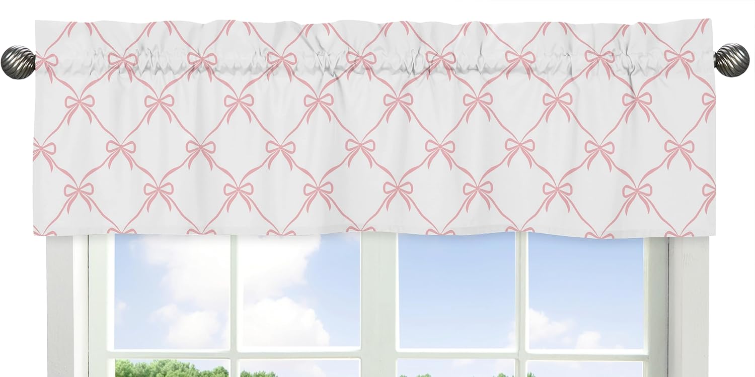 Sweet Jojo Designs Window Valances (Pink Bows) for Girls, Kids, Baby/Nursery Room, Kitchen, Bathroom, Bedroom, Treatment Valance Curtain (Blush, Bow for Ballerina, Ballet Dancer, Princess Collection)