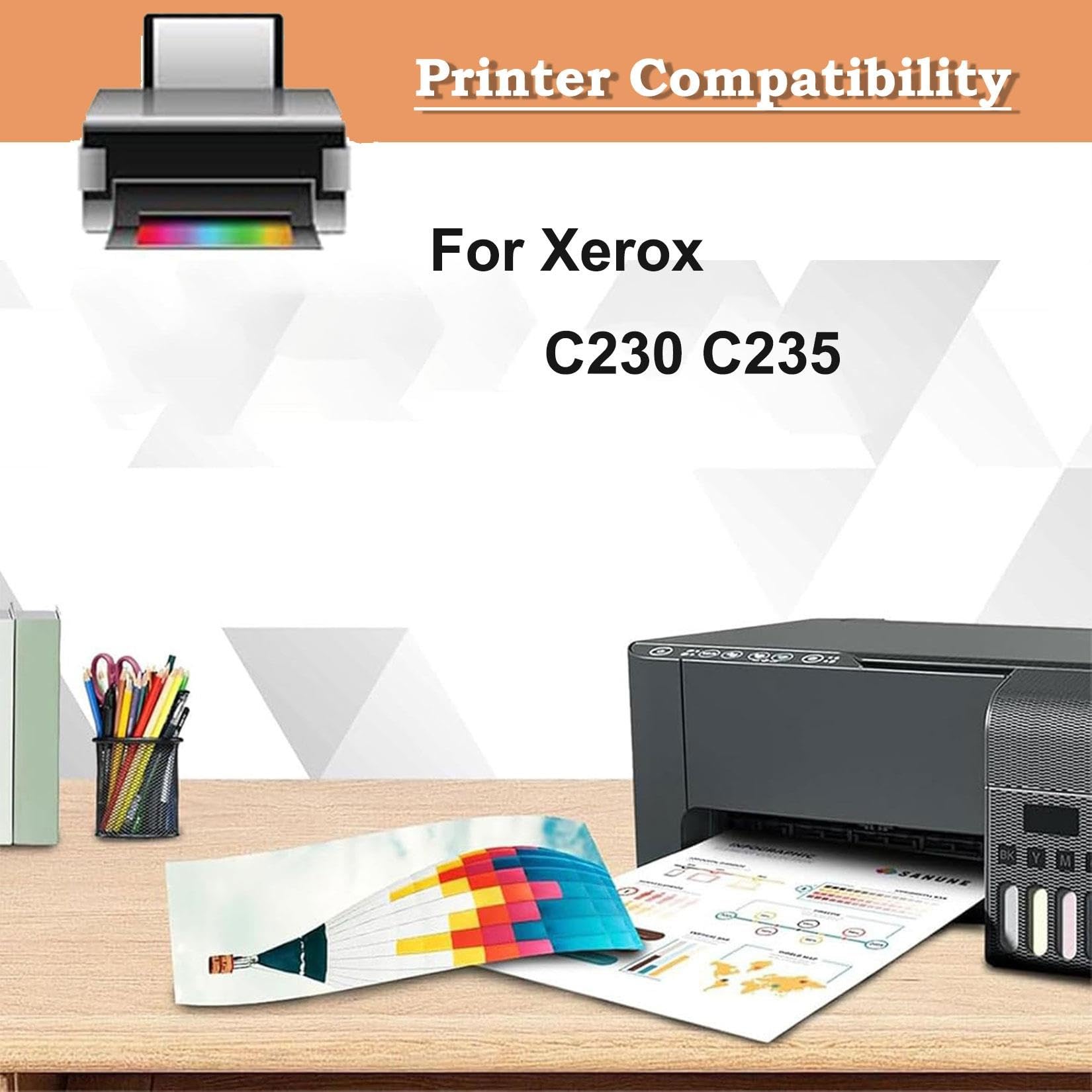 C230 Cartuccia Toner Compatibile For Xerox C230 C235, 1500 Pagine | 006R04383 006R04384 006R04385 006R04386 Toner compatibile for C230 C235(Black)