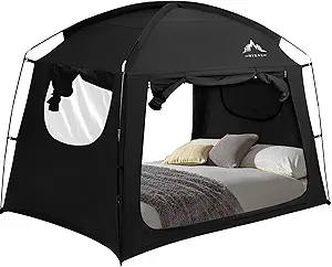 Bed Tent for Adult and Kids,Indoor Portable Light Reducing Twin Size Canopy Tents Breathable Lightweight Private Space for Bed(Black)