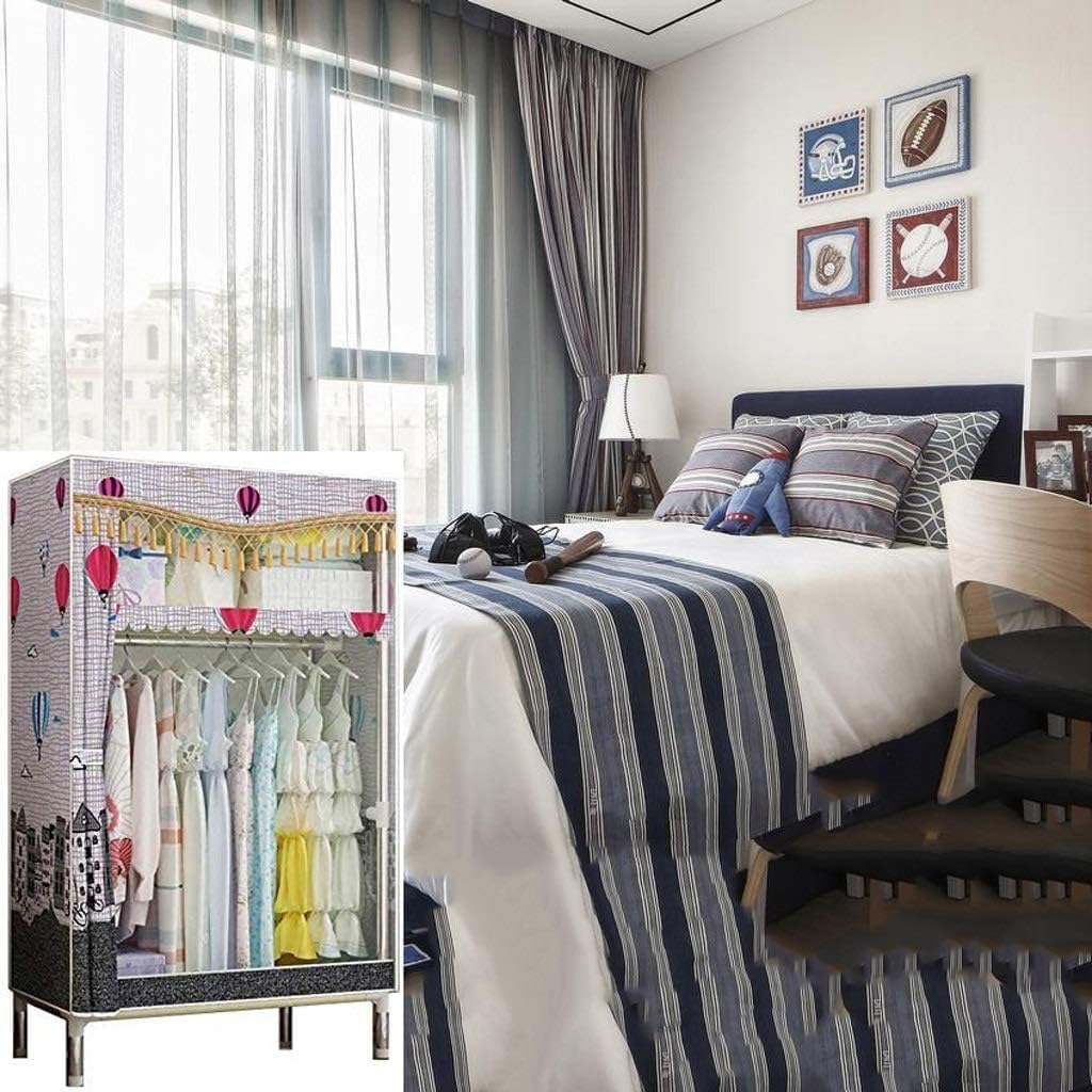 Portable Closet Detachable Clothes Closet Portable Wardrobe Stainless Easy to Assemble Wardrobe Closet for Bedroom Hanging Fabric Closet Spacious