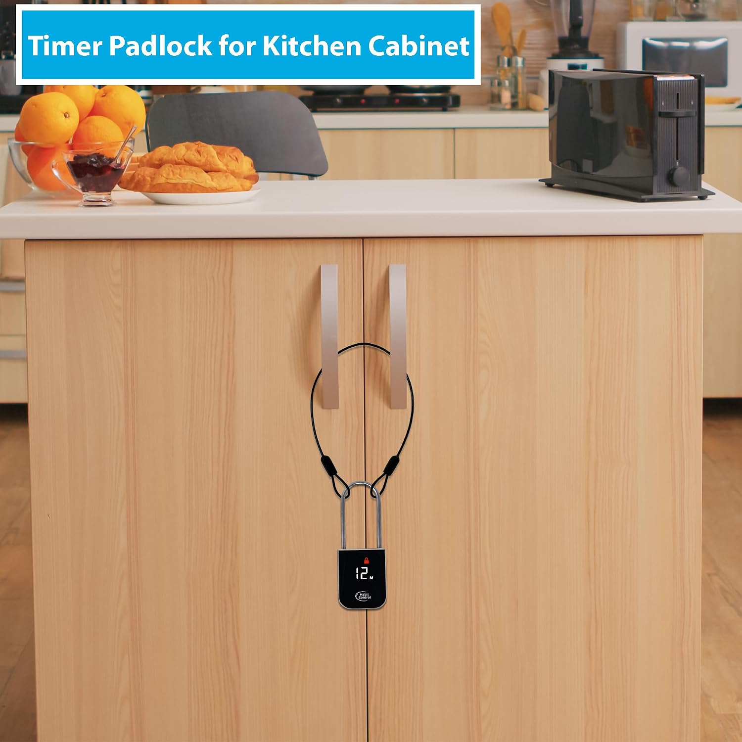 Metal Timer Lock - Smart Padlock for Kitchen Cabinets, Timed Out Keyless Pad Lock, Electronic Time Locking Lock for Cell Phones, Snack, Liquor, Game Consoles & Other Unwanted Temptations