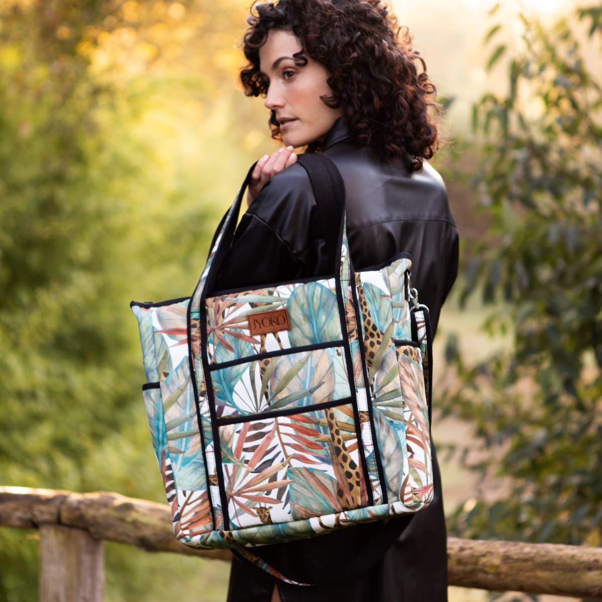 JYOKO Bolso Cochecito + Anclajes + Asa Larga Ajustable Hecho en Dralón Antimanchas Repelente Al Agua