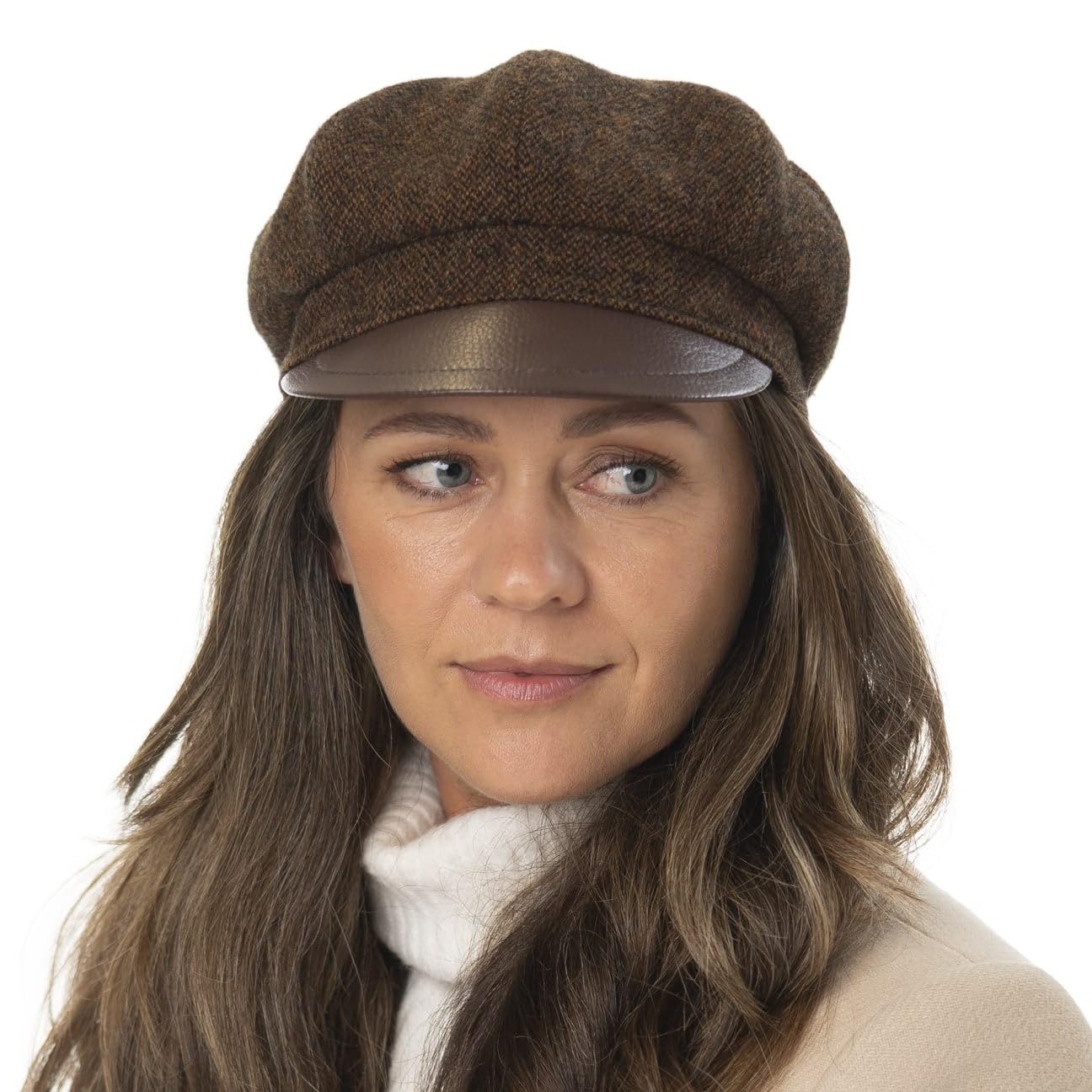 Stetson Classic Wool Riders Newsboy Cap Women/Men Brown-Black 7 1/4