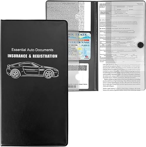 Miniatura 7 de Soporte para registro y seguro de automóvil, organizador esencial para documentos de tarjetas de automóvil con cierre, accesorios interiores de