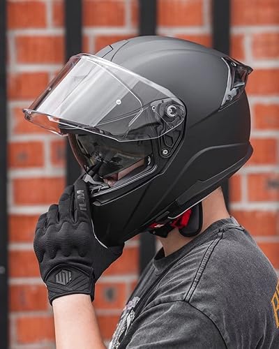 Miniatura 8 de ILM - Cascos de motocicleta de cara completa con doble visera y ala trasera compatibles con Pinlock, casco de moto de calle DOT para hombres y
