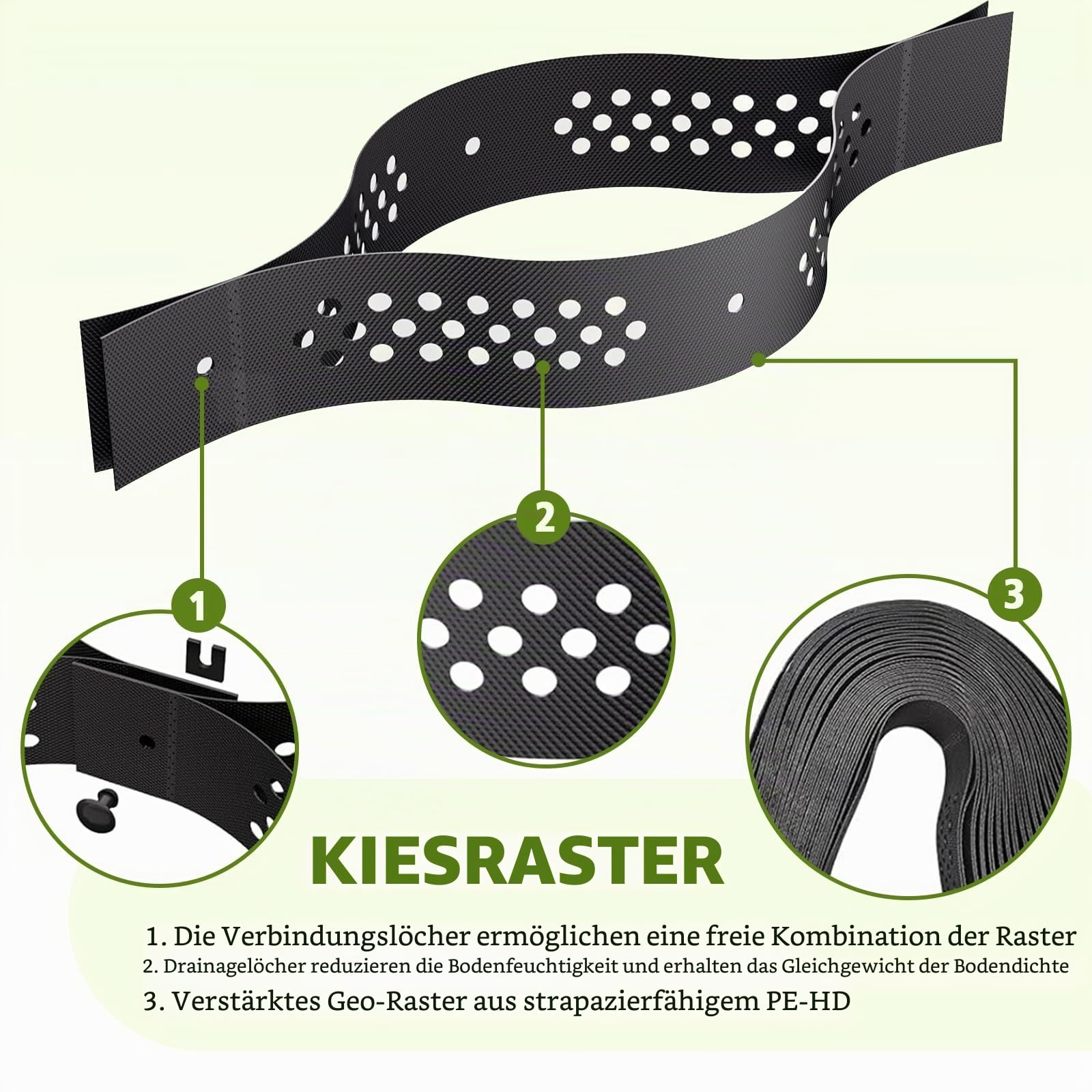10 x 3 m Geogitter, 5 cm Höhe Rasengitter zur Bodenstabilisierung