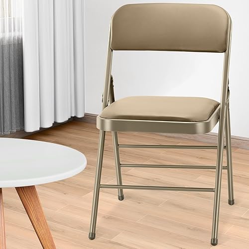 Miniatura 6 de CYCLONE SOUND Paquete de 4 sillas plegables con cojín y respaldo acolchados de poliuretano, sillas de metal de grado comercial con cómodo cojín de