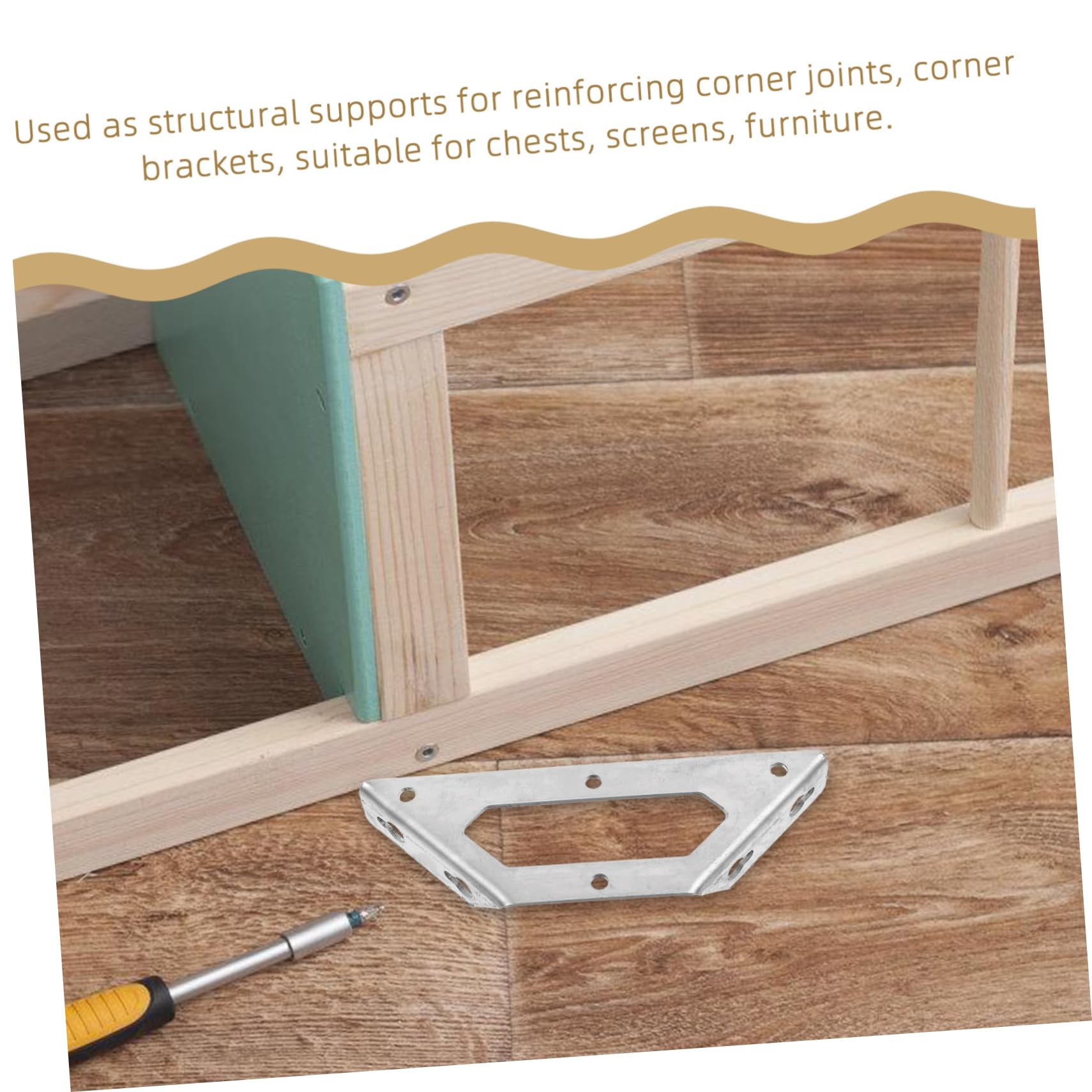 MUCKLILY 4pcs Right Angle for Wood for Corner Shelf Corner Connectors for Wood Corner Heavy Duty Stainless Steel Silver