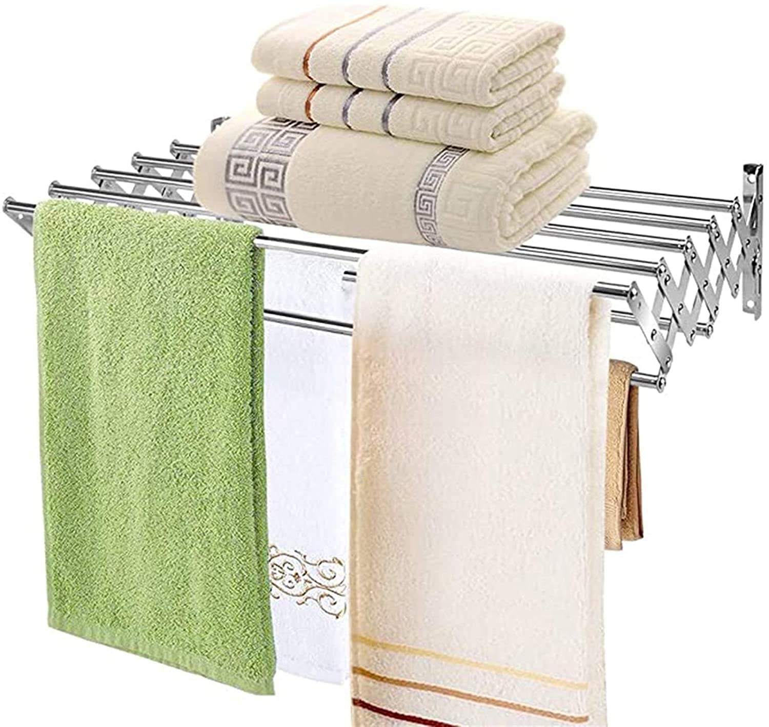 Étendoir à linge mural rétractable pliable gain de place pour buanderie 60 cm