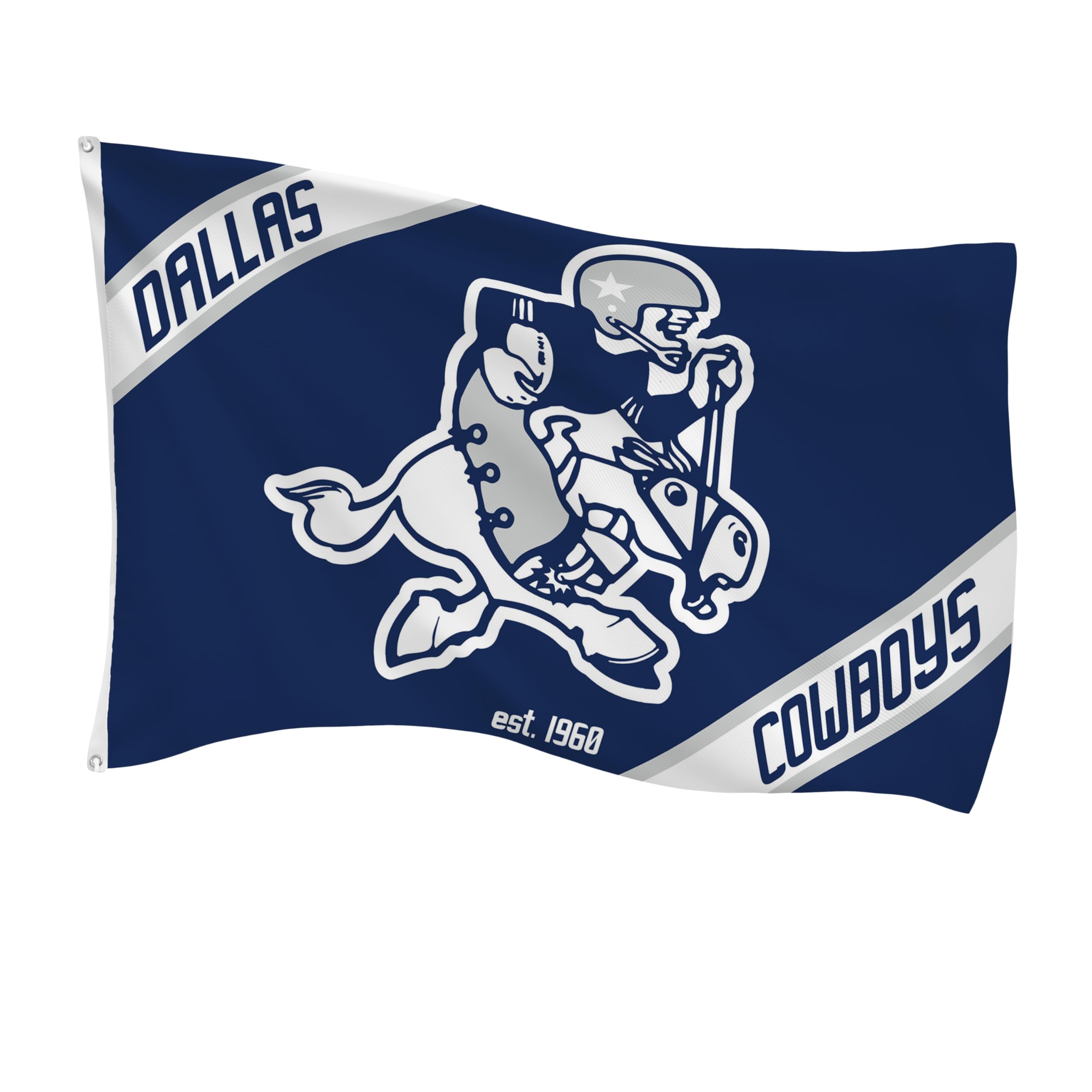 NFL Dallas Cowboys Flag with Vintage Logo, 3' x 5' Outdoor Estate Flag with Grommets, Outdoor Banner for Garden Patio Decoration, Indoor Wall Decor Flag for Room, Works with Flag Poles for Outside
