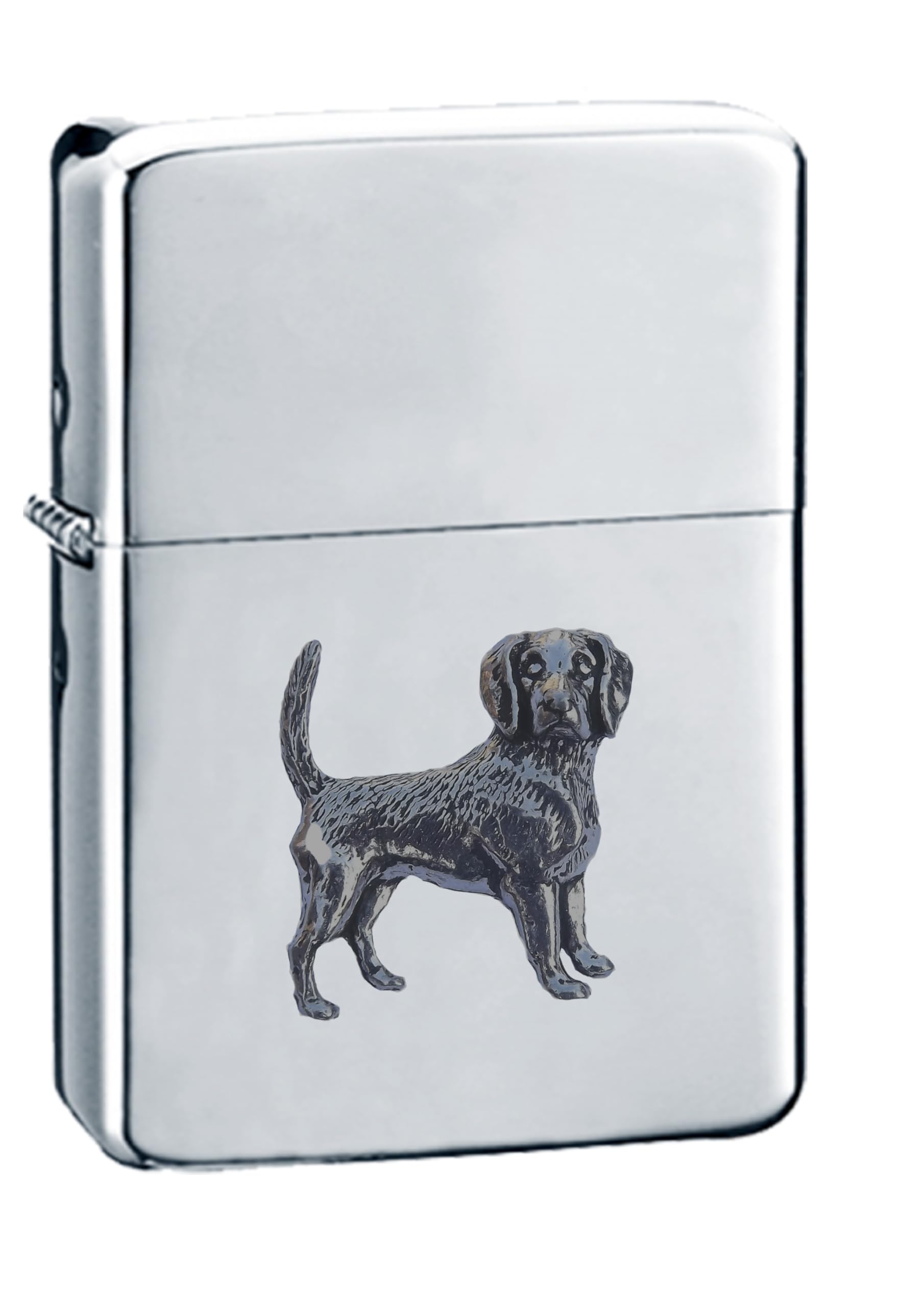 Briquet étain anglais fin Beagle D11 rechargeable rabat noir et chrome