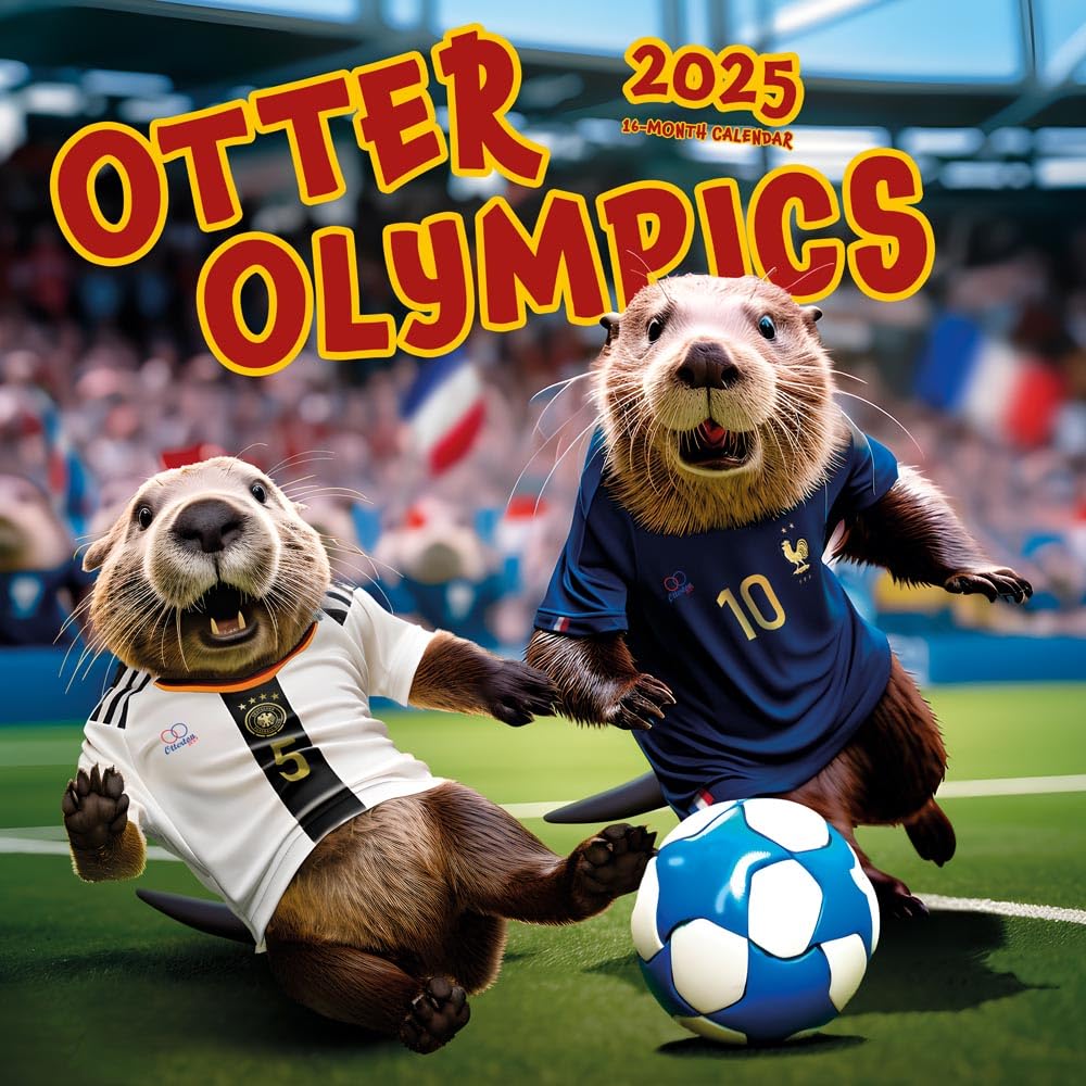 Otter Olympics | 2025 12 x 24 Inch Monthly Square Wall Calendar | Plastic-Free | BrownTrout | Animals Fun Humor