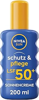 NIVEA SUN Schutz & Pflege Sonnenspray LSF 50+ (200 ml), Sonnencreme Spray für 48h Feuchtigkeit mit Vitamin E, sofortiger Sonnenschutz vor UVA-/UVB-Strahlen