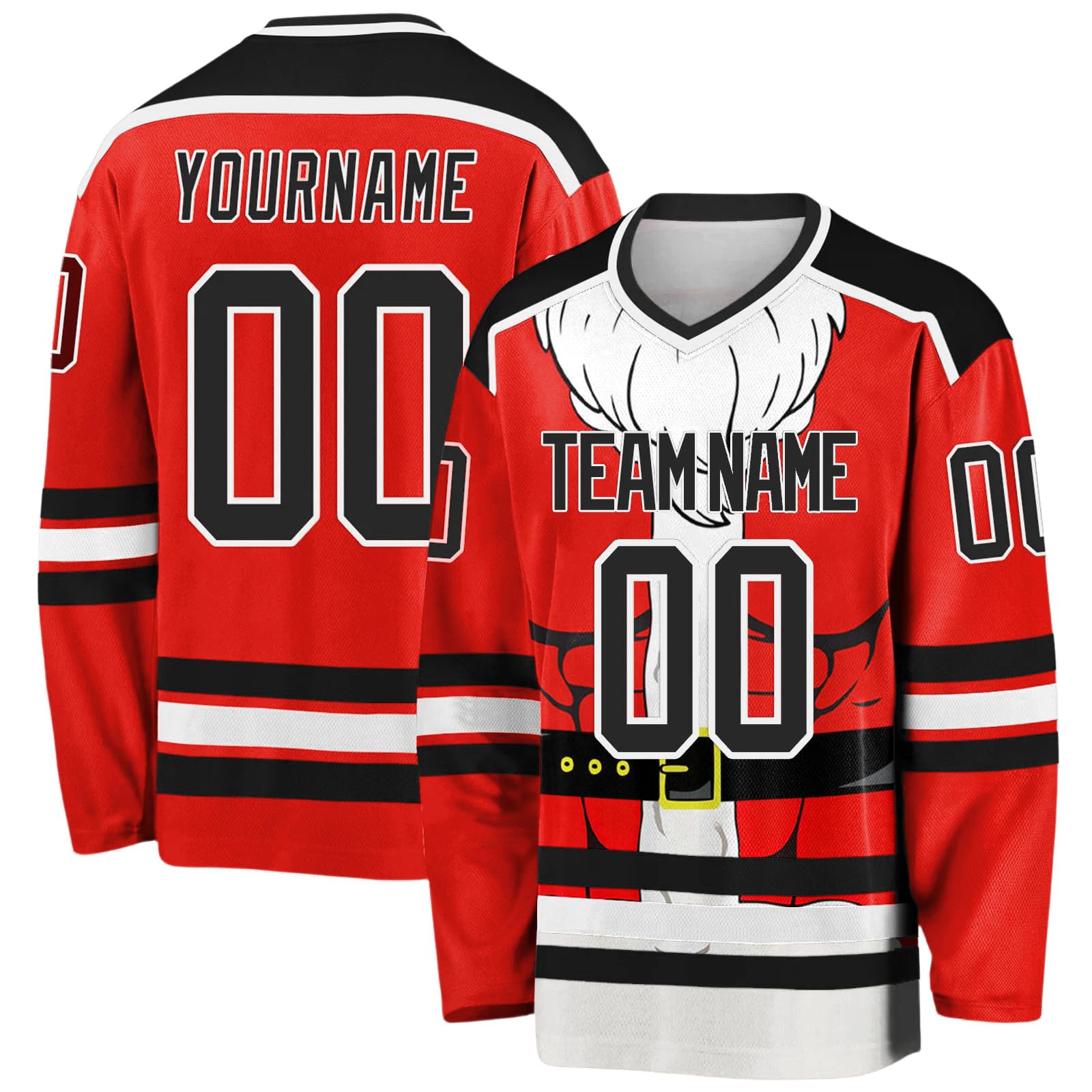 Maillot de Hockey de Noël personnalisé avec nom, équipe et numéro