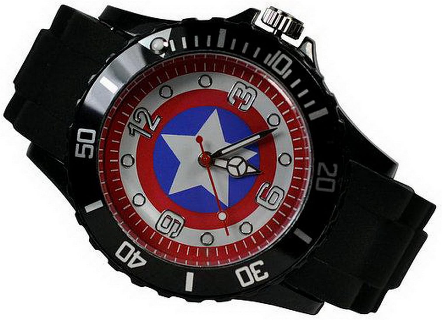 New Fashion Kid WG26 Marvel Super Hero Captain America Boy Man Metal Black Silicone Watch Wrist