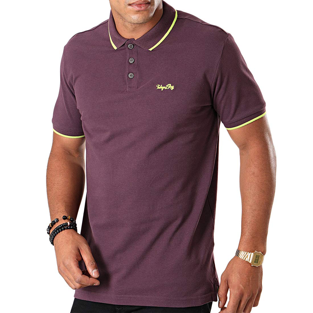Tokyo Laundry Noel Cotton Pique Polo Shirt in Plum Perfect M