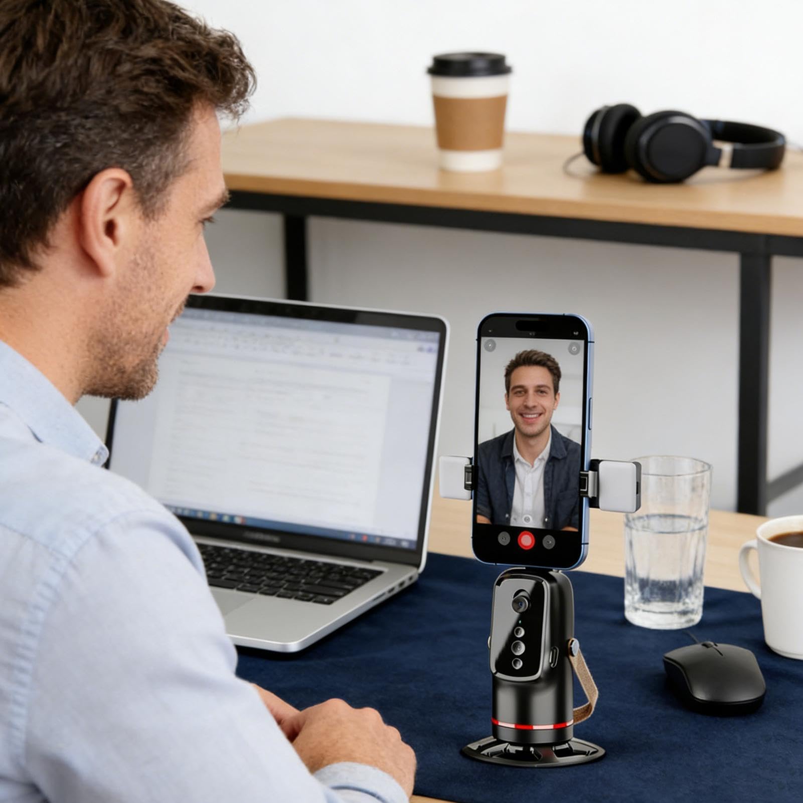 Treppiede d'inseguimento automatico del fronte del supporto automatico di | Treppiede che segue il tuo movimento per lo streaming live selfie Registrazione video Chiamate Fotografia Conferenze Creatori