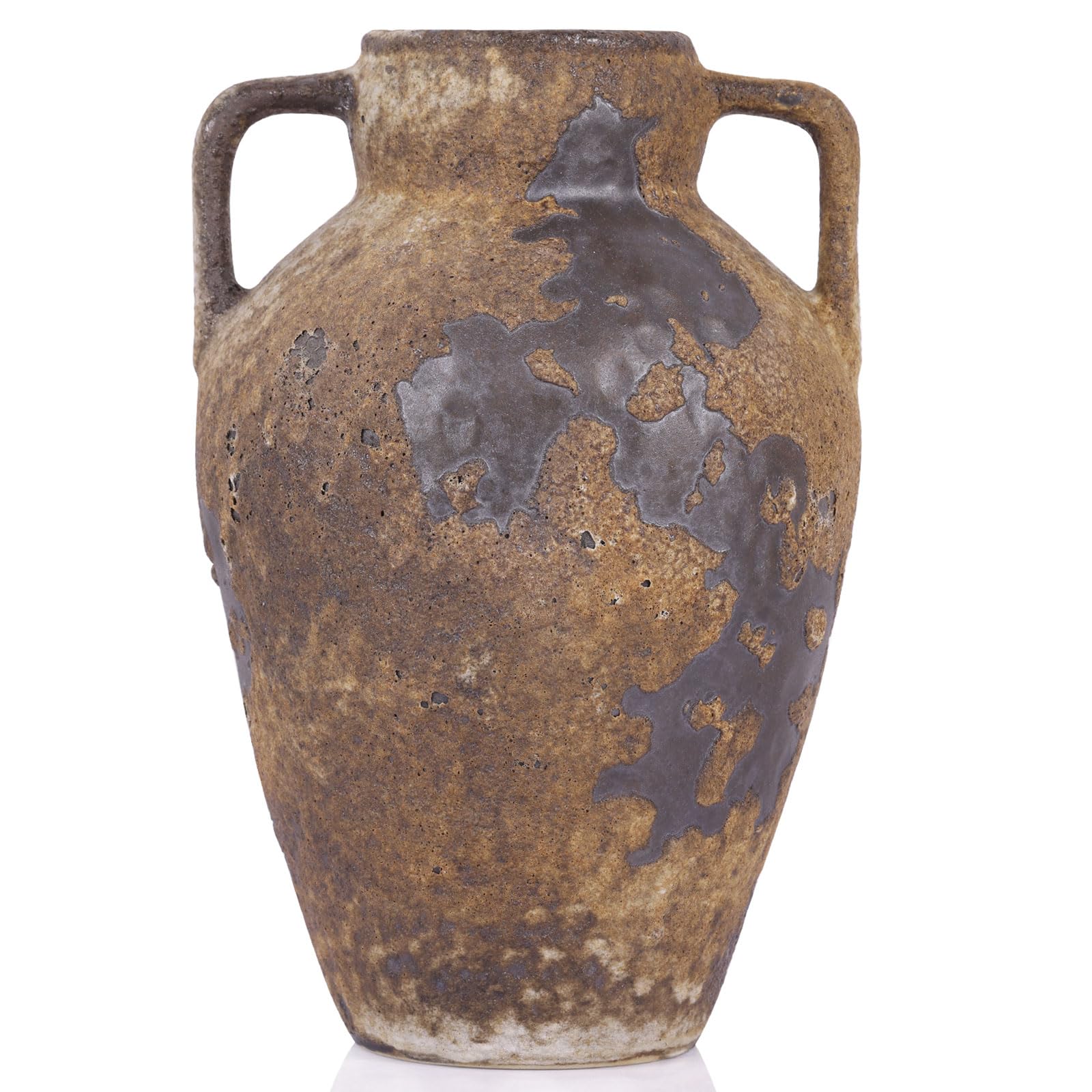 Wabi Sabi Rusty Vintage Vase, 10" Tall Wabi Sabi Decor Rustic Farmhouse Pottery Vase for Centerpiece, Textured Pottery Flower Vases for Home Decorative, Table, Living Room, Bedroom, Bathroom, Kitchen