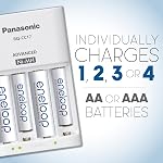 Panasonic KKJ17MCA4BA Advanced Individual Cell Battery Charger with Eneloop AA New 2100 Cycle Rechargeable Batteries, 4-Pack, White | Includes Charger and 4x Aa Eneloop 2000mah Nimh, Up to 2100 Cycles, Charges Aa and Aaa Individually