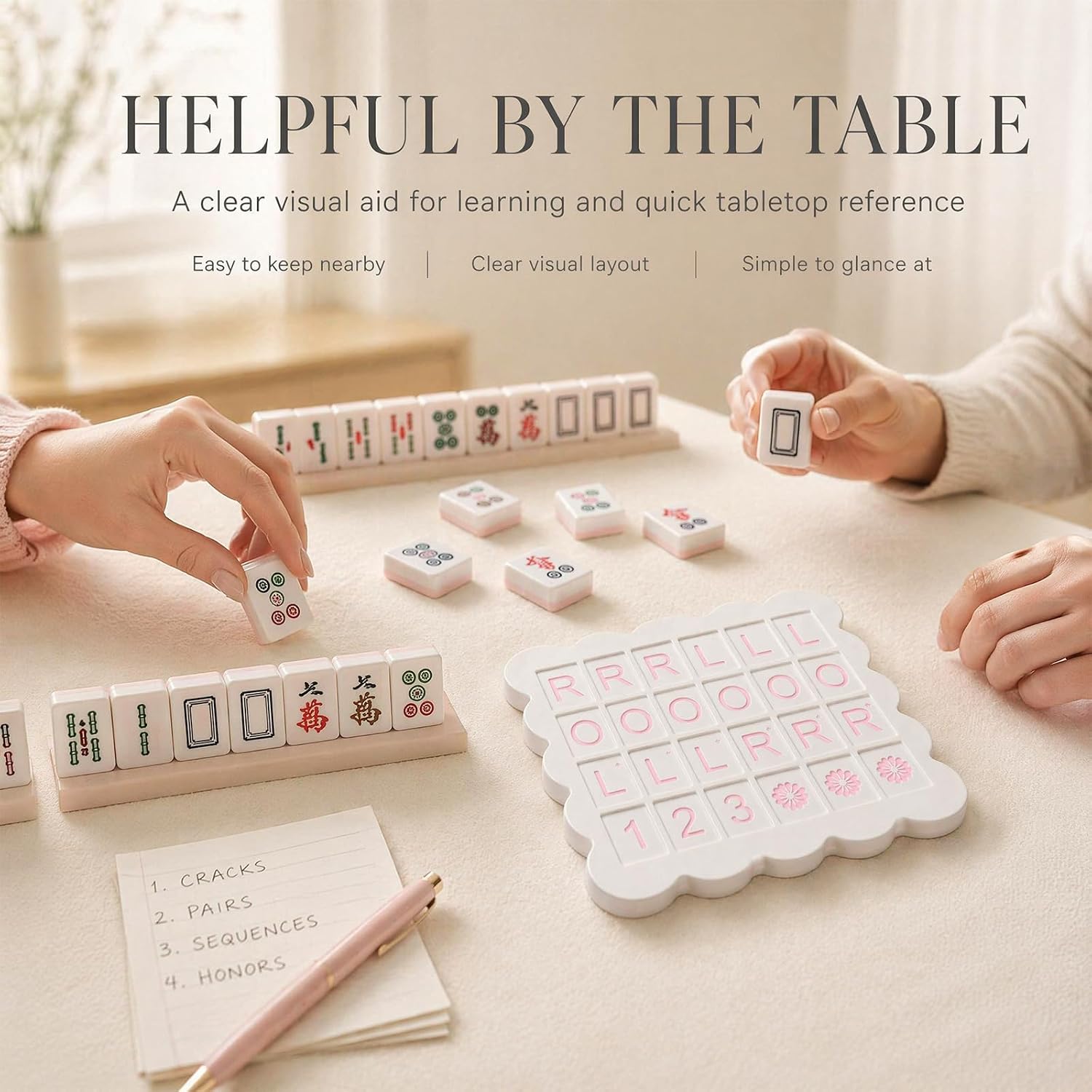 24-Printed Solo Mahjong Board Practice-Deep Grooves-R-L-O Markings Mahjong Accessories and Gifts,3D-Printed, Perfect for Beginners,Easy to Carry,Ready to use Anytime