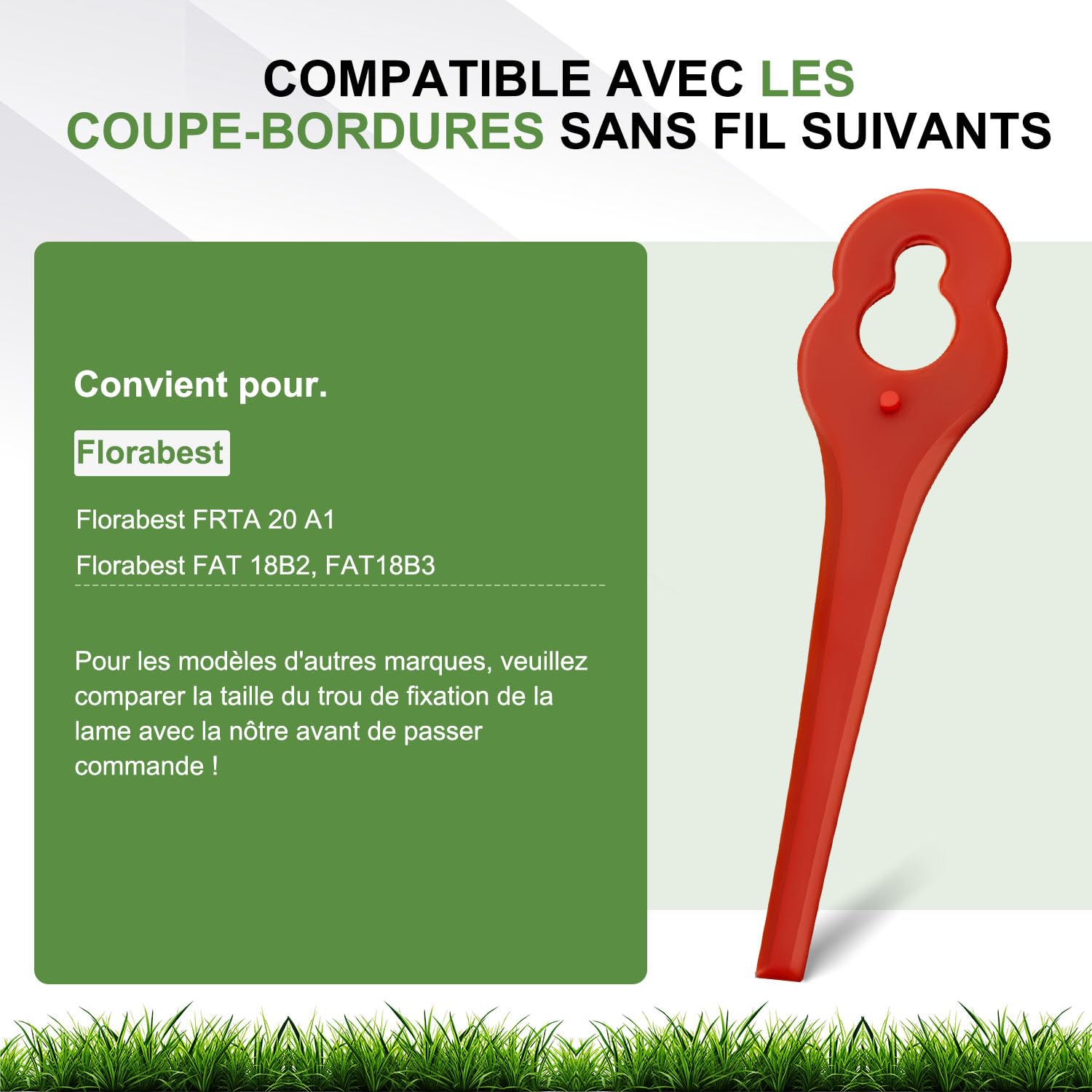 Juego de 100 hojas de cortacéspedes compatibles con Florabest Coupe Bordure LIDL FRTA 20 A1, FAT 18B2, FAT 18B3