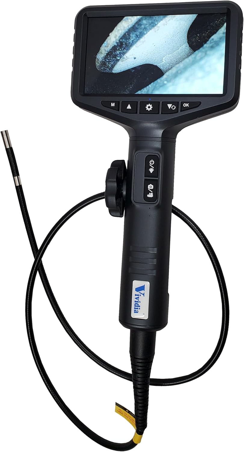 Vividia VA-650 LCD/WiFi Two-Way Articulating Borescope Inspection Camera with 0.25" Diameter 3.3ft Long Probe, 1280x720 Resolution, IPS 5" LCD Monitor