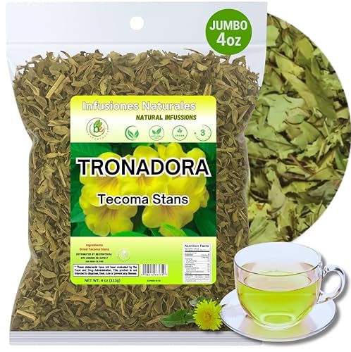 Tronadora Retama, 4 onzas (4.02 oz) de té Tronadora de alta calidad, hierbas amarillas de saúco (estanques de tecoma), sin OMG, vegano, 100% natural
