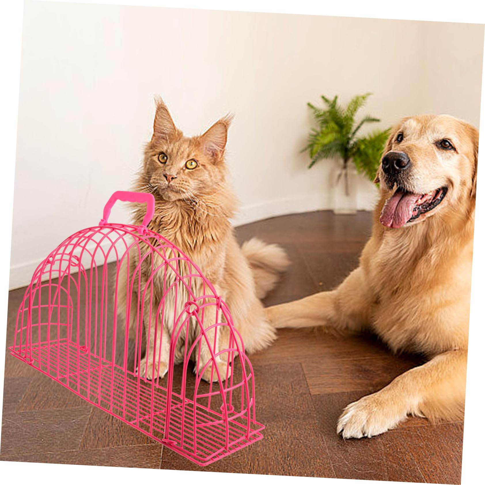 Luxshiny Jaula para Baño de Gatos Resistente Arañazos Jaula de Metal Transpirable para Recorte de Uñas S con Asa para Baño y Cuidado de Gatos Pequeños