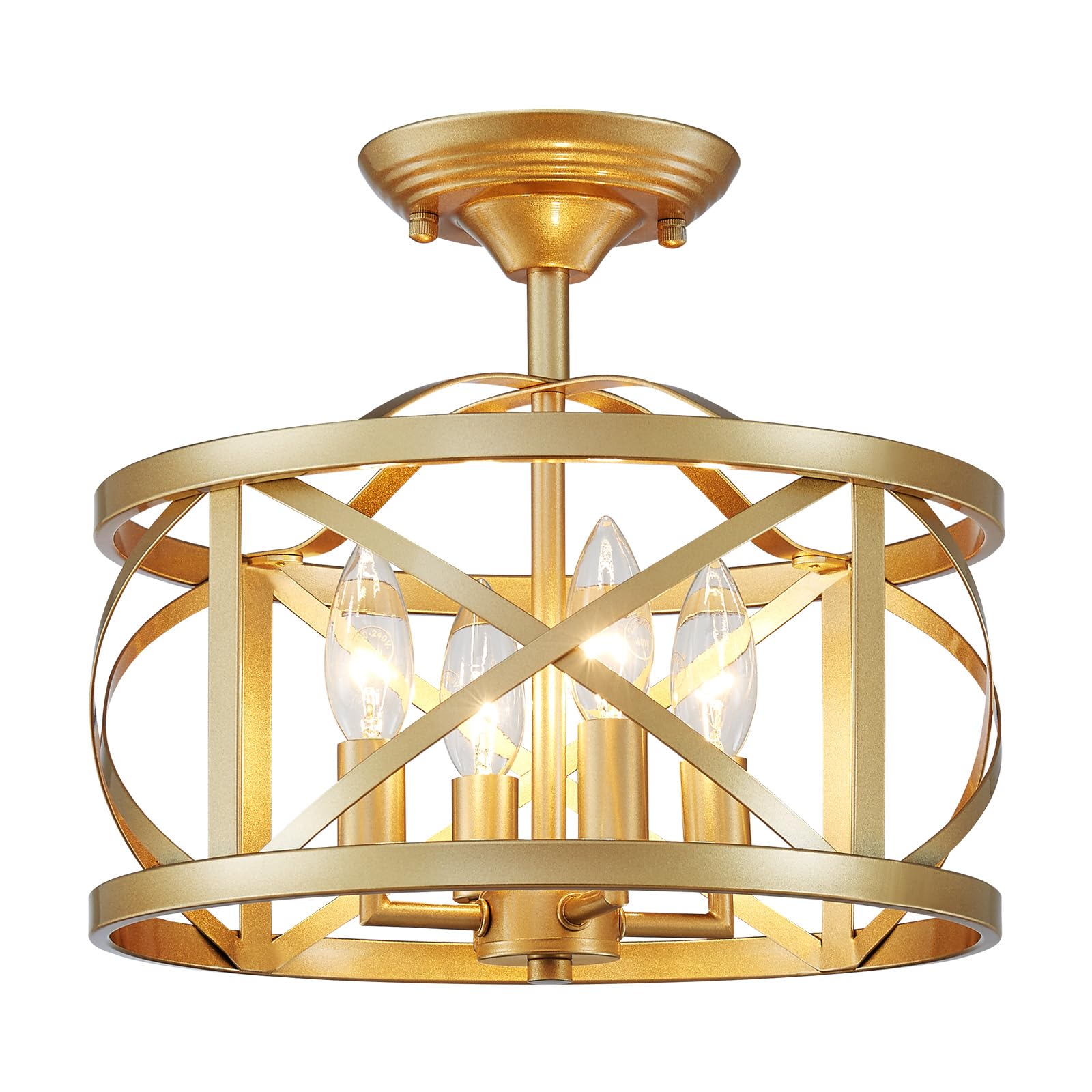 LOOYD Semi Flush Mount Ceiling Light Fixture Vintage Ceiling Light Farmhouse Ceiling Light Metal Cage Ceiling Lamp for