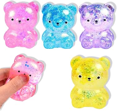 4 Pcs Little Bear Squishy Toys Set, Stress Relief Toy Ball Sensory Toys Relaxation And Stress Relief For Anxiety Relief, Squishy Fidget Toys, Office Birthday Gifts, Age 15+ Random color