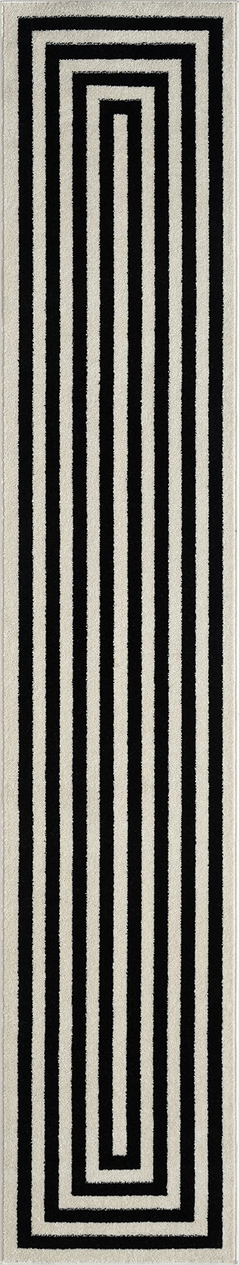 Abani Contemporary Blue & Ivory 2'x3' Area Rug, Contrasting Geometric Modern Stripe Symmetrical Living Room Carpet Rugs