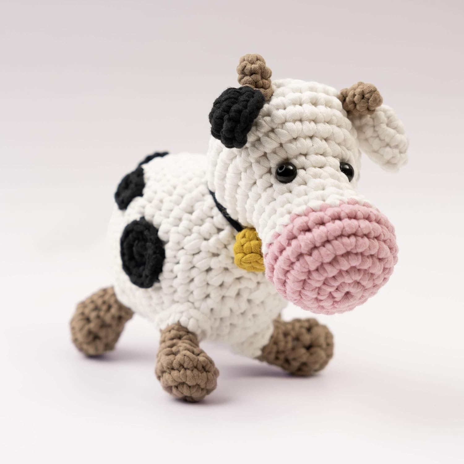 Amigurumi Crochet Kit for Beginners Adults and Kids, Learn to Crochet Kits for Adults Beginner with Easy Yarn, Stuffed Crochet Animal Kit with Step-by-Step Video Tutorials - Callie the Cow